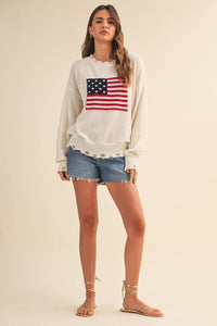 Klesis - Usa Flag Distressed Lightweight Sweater