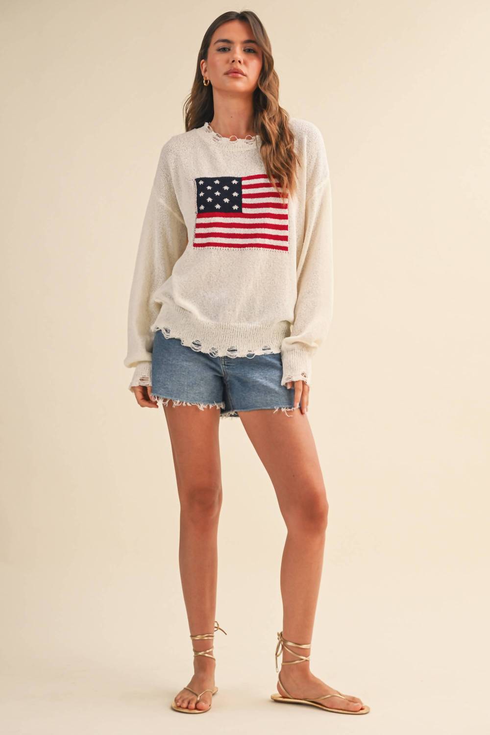 Klesis - Usa Flag Distressed Lightweight Sweater