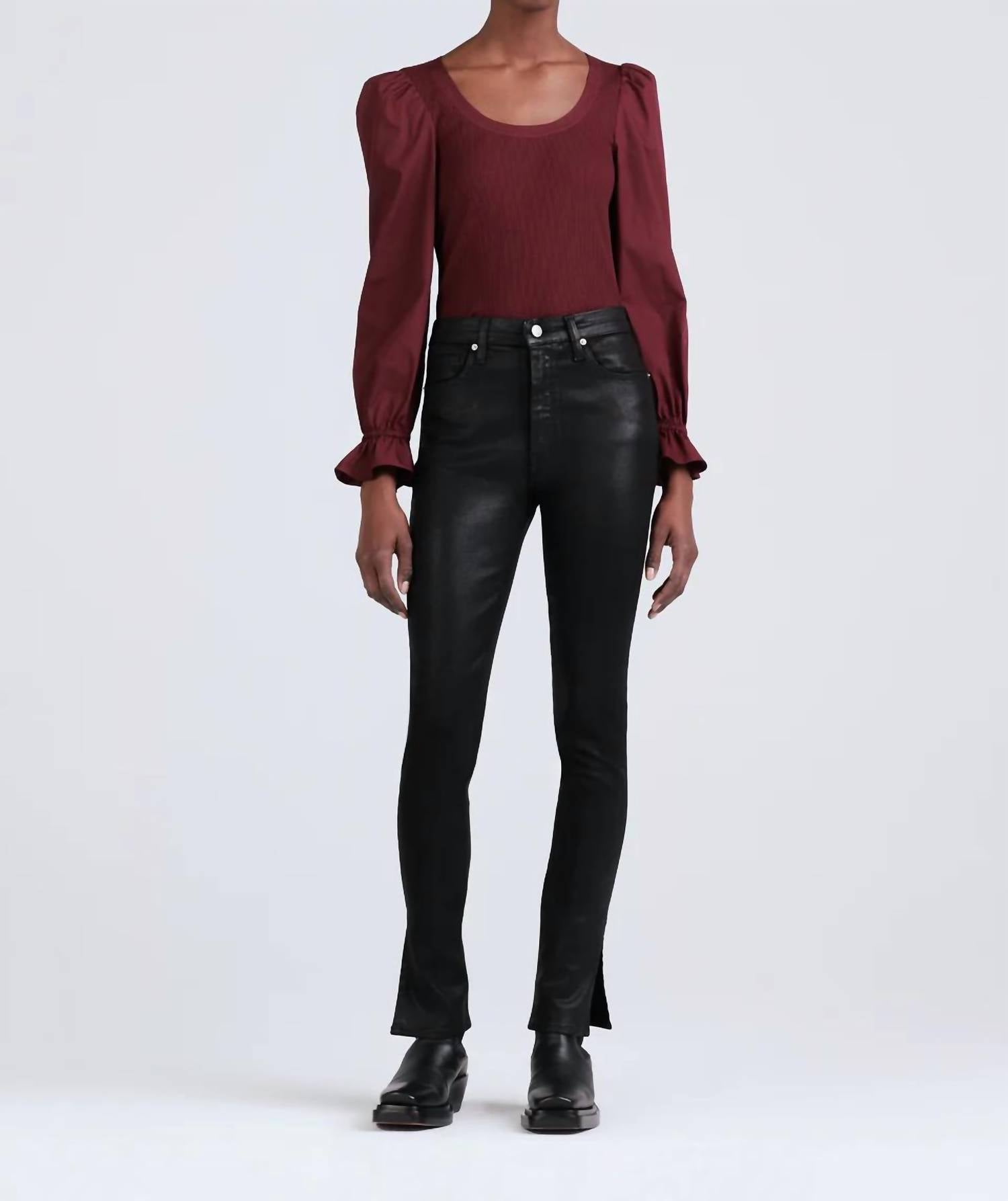 Derek Lam 10 Crosby Kyle High Rise Skinny Legging in coated black - women's jeans