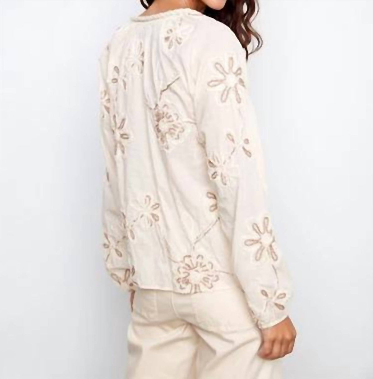 Charlie B - Embroidered Cotton Popover Blouse