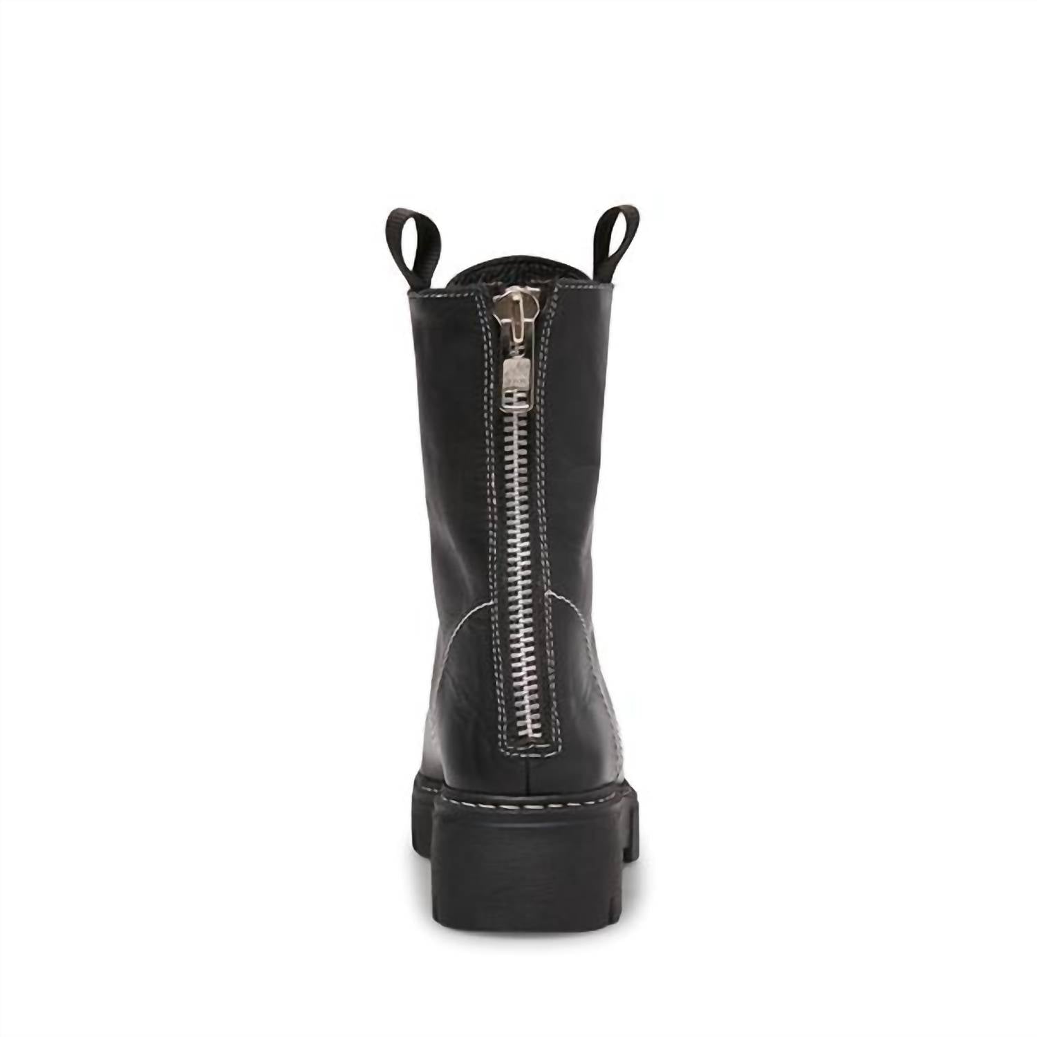 STEVE MADDEN Women's Kanyon Genuine Leather Lace Up Combat Boots in black - women's shoe - view 5