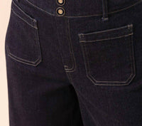 spartina 449 Pritchard Wide Leg Pull On Jean in midnight marina rinse wash - women's pants - detail view