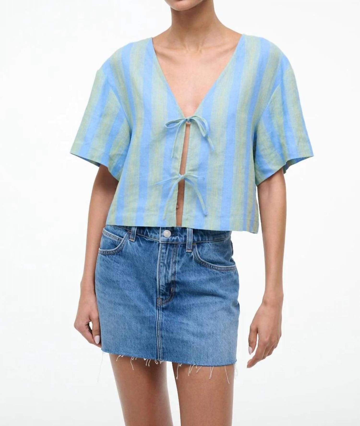 Staud - Ava Linen V-neck Top