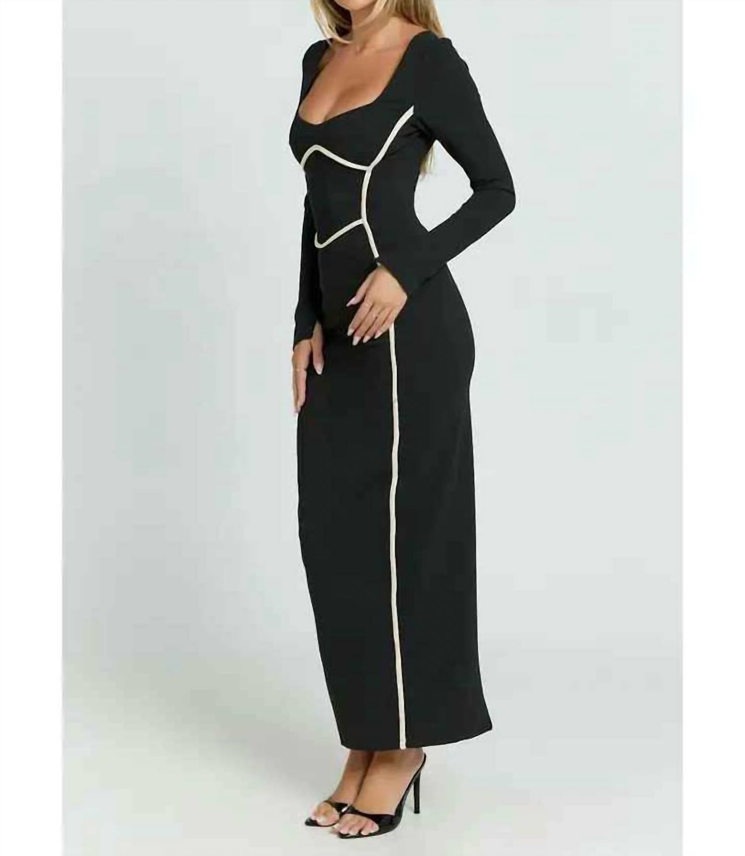 One and Only Collective Black and White Pipe Dress - women's dress - detail view