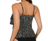 Miraclesuit Mini Dot Dd-cup Tiering Up Tankini Top in black white - women's swimwear - detail view