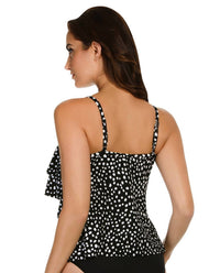 Miraclesuit Mini Dot Dd-cup Tiering Up Tankini Top in black white - women's swimwear - alternate view