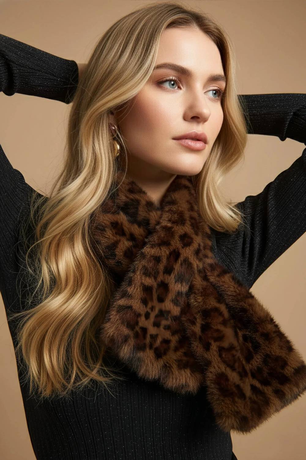 Joseph Ribkoff - Leopard Faux Fur Pull Through Scarf