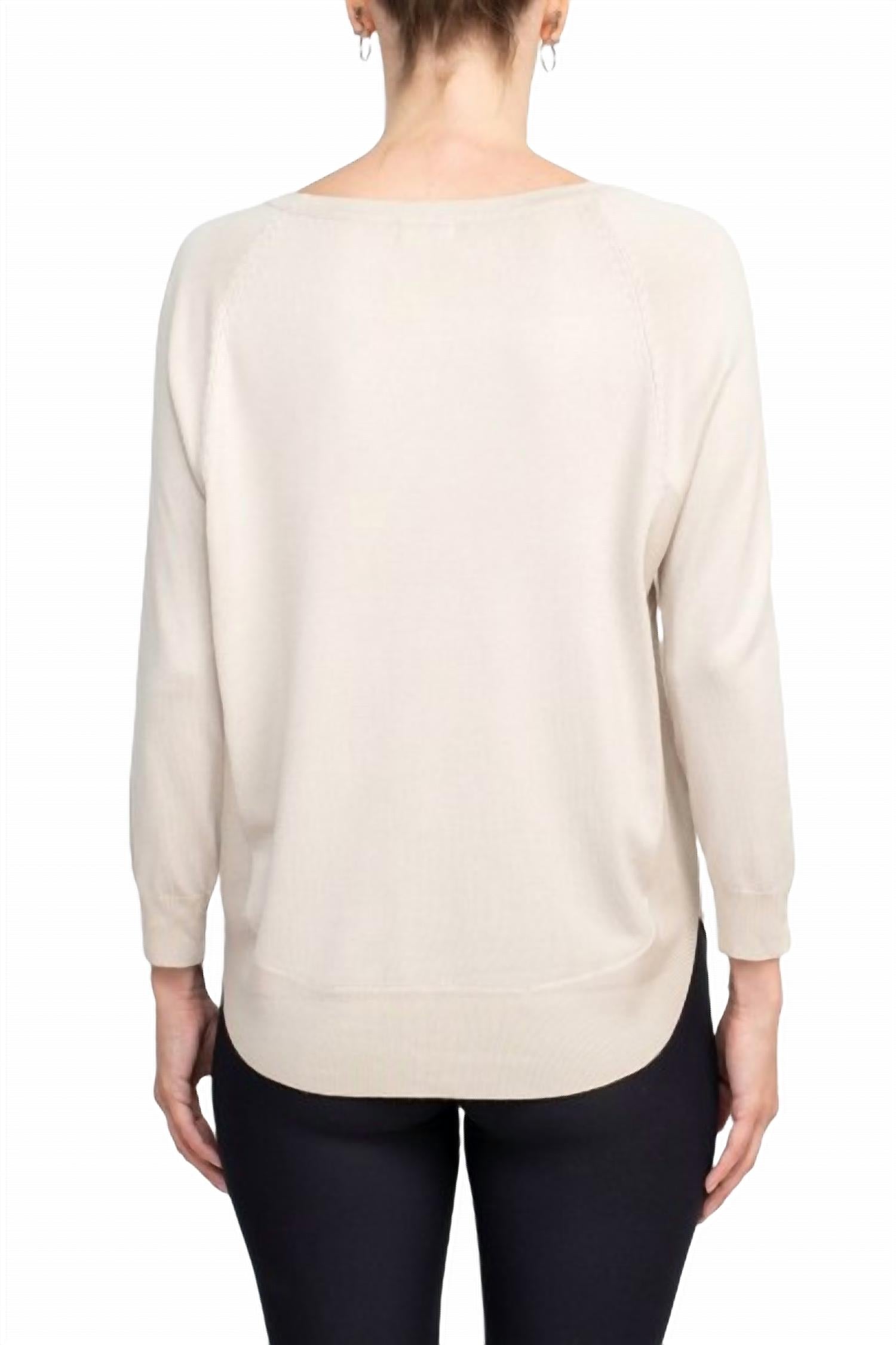 Anne Rose - Women's Scoop Neck Long Sleeve Solid Knit Top
