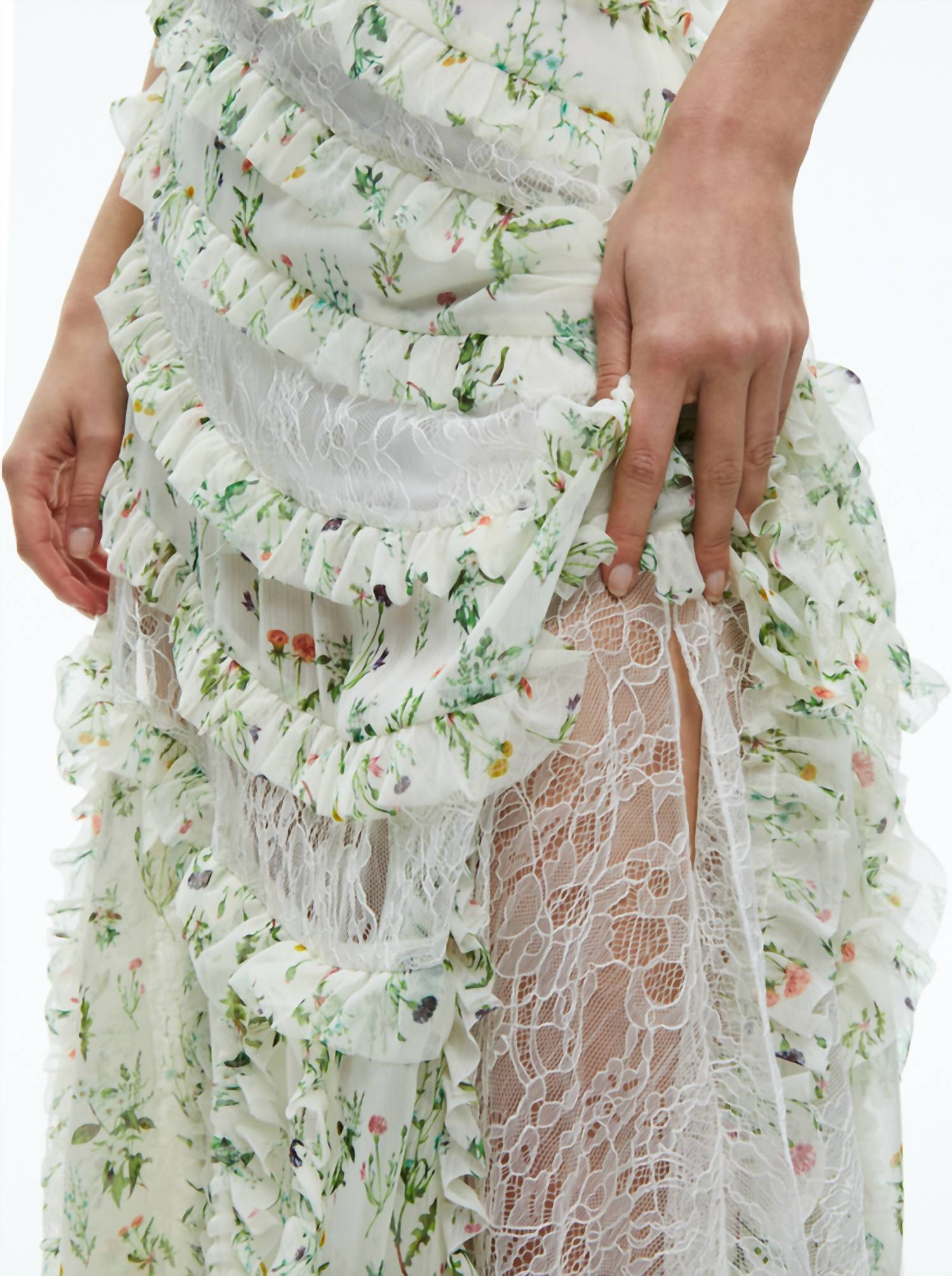 Alice + Olivia - Sondra Lace Ruffled Maxi Dress