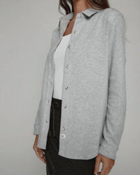 7Diamonds Generation Twill Button Down in light grey - women's shirt - alternate view