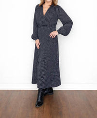 Koko + Mason Midi Dress With Side Zipper in black white - women's dress
