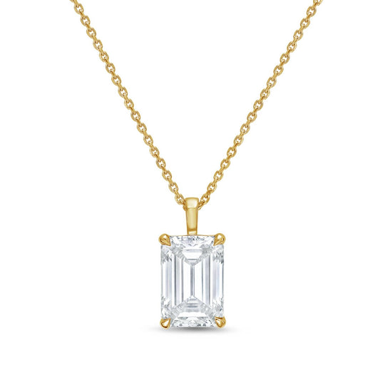 Diana M Jewels - 9.00 Ct Lab-grown Emerald-shaped Diamond Pendant Necklace On A Solid Bail