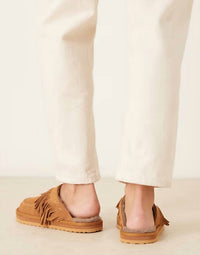 Free People Women's Fallon Fringe Mule in toffee suede 1 - women's shoe - detail view