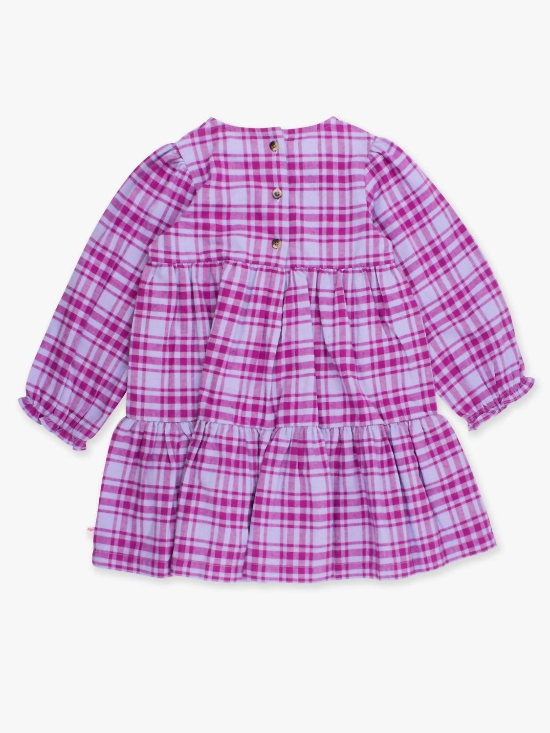 Rufflebutts - Girls' Harper Plaid Woven Long Sleeve Tiered Twirl Dress