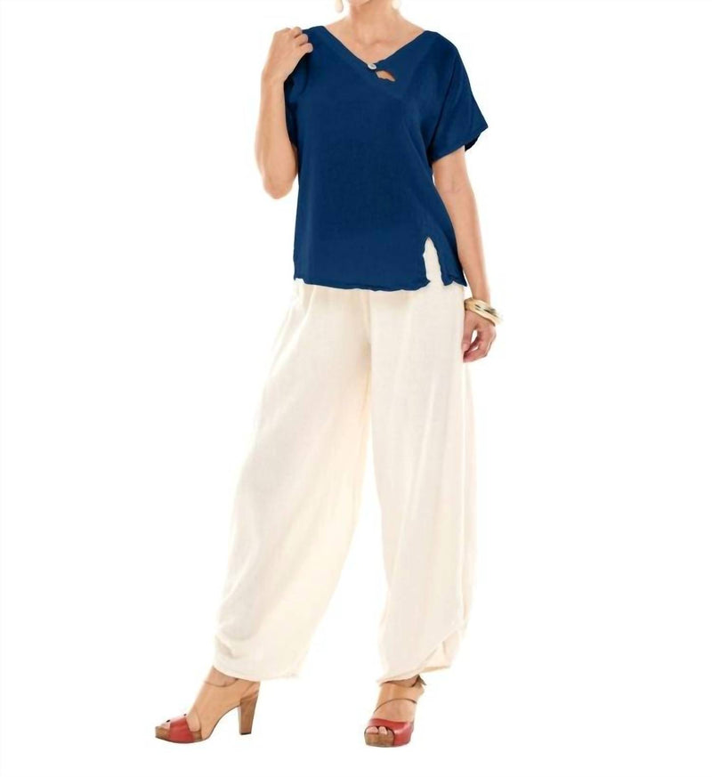 Oh My Gauze! Mike Cotton Top in sapphire - women's t-shirt