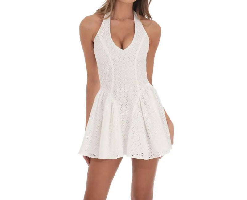 lucy in the sky mini dresses Floral Eyelet Halter Dress White Size:EU 23 Dress is Lined The Claudine Maxi Dress style_code:355603