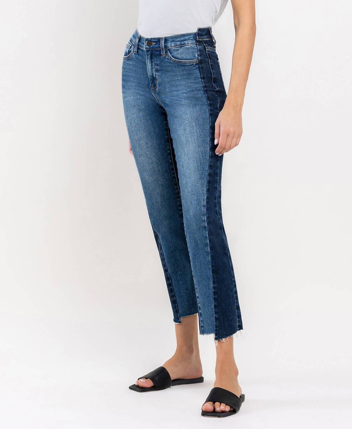 Vervet By Flying Monkey - Color Block Crop Straight Jeans