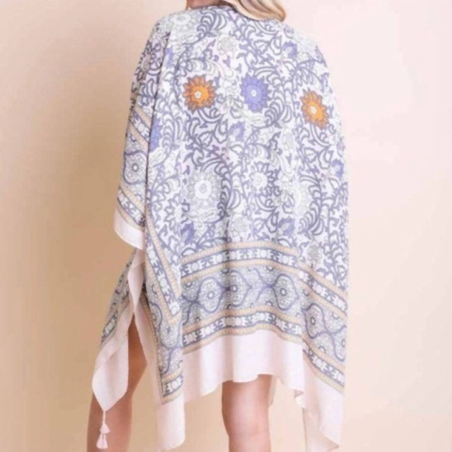 Leto - Touch Of Morocco Tapestry Tassel Boho Kimono Wrap Shawl