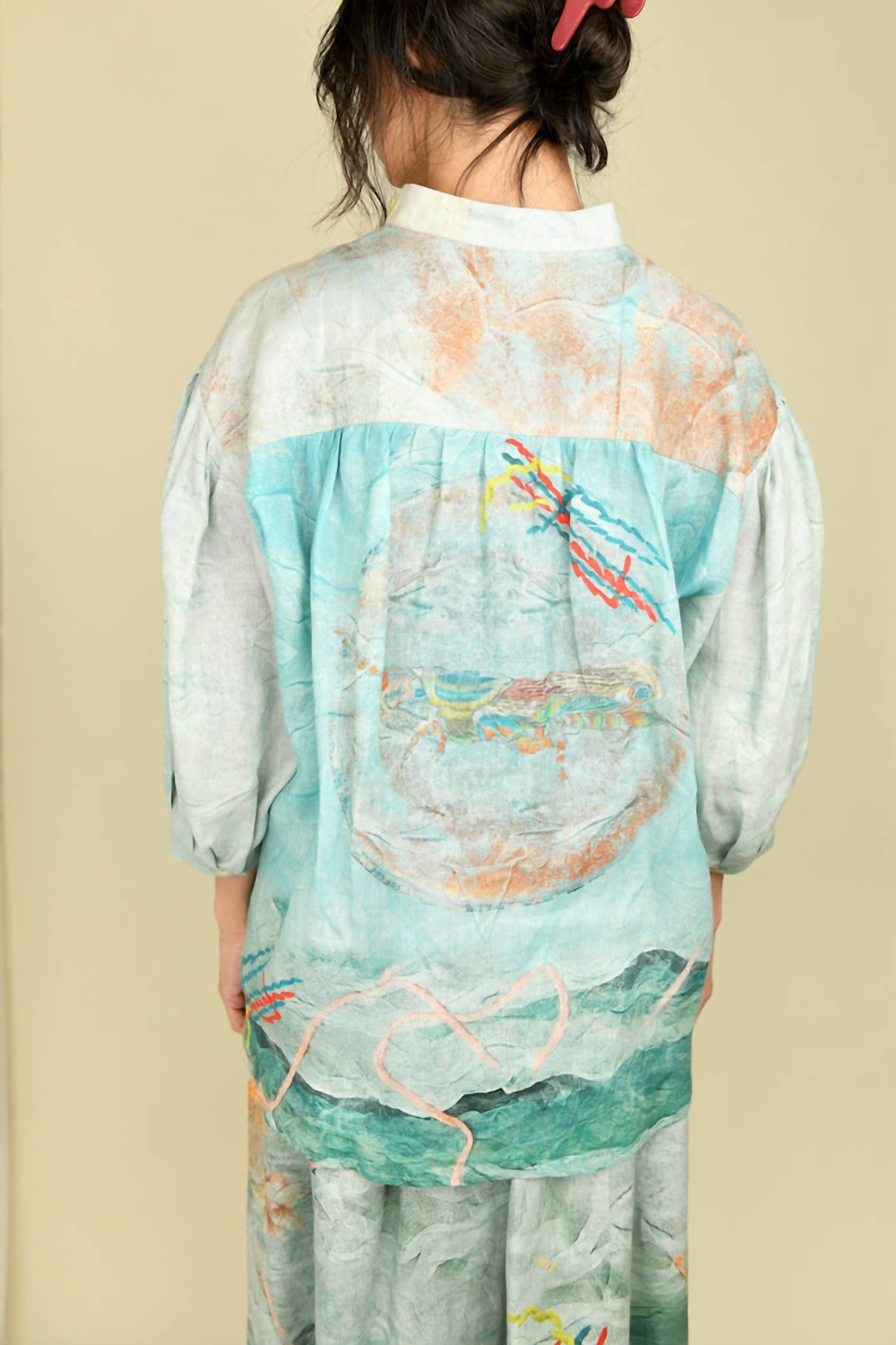 Bokja Linen Fluff Puff Blouse in nymphaea - women's blouse - alternate view
