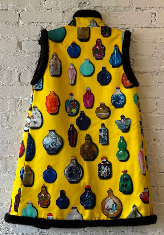 Libertine - Women's Snuff Bottles Vest With Mink Trim And Crystals