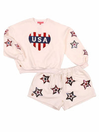 Simply Southern - Women's USA Sweater Shorts Set