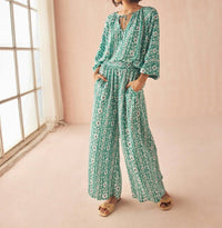 OMIKA Paige Wide Leg Pants in esme jadeite - women's pants