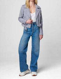 BLANKNYC Suede Moto Jacket in cloud grey - women's jacket - view 4