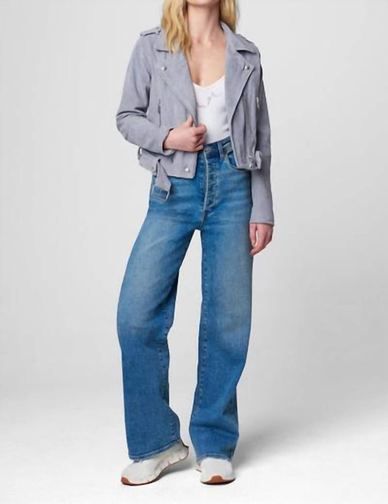 BLANKNYC Suede Moto Jacket in cloud grey - women's jacket - view 4