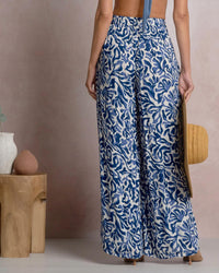ELAN Wide Leg Flow Pant in blue coralina - women's pants - alternate view
