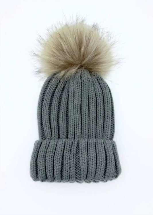 Morris Kaye - Women's Knit Beanie With Fox Pom Pom