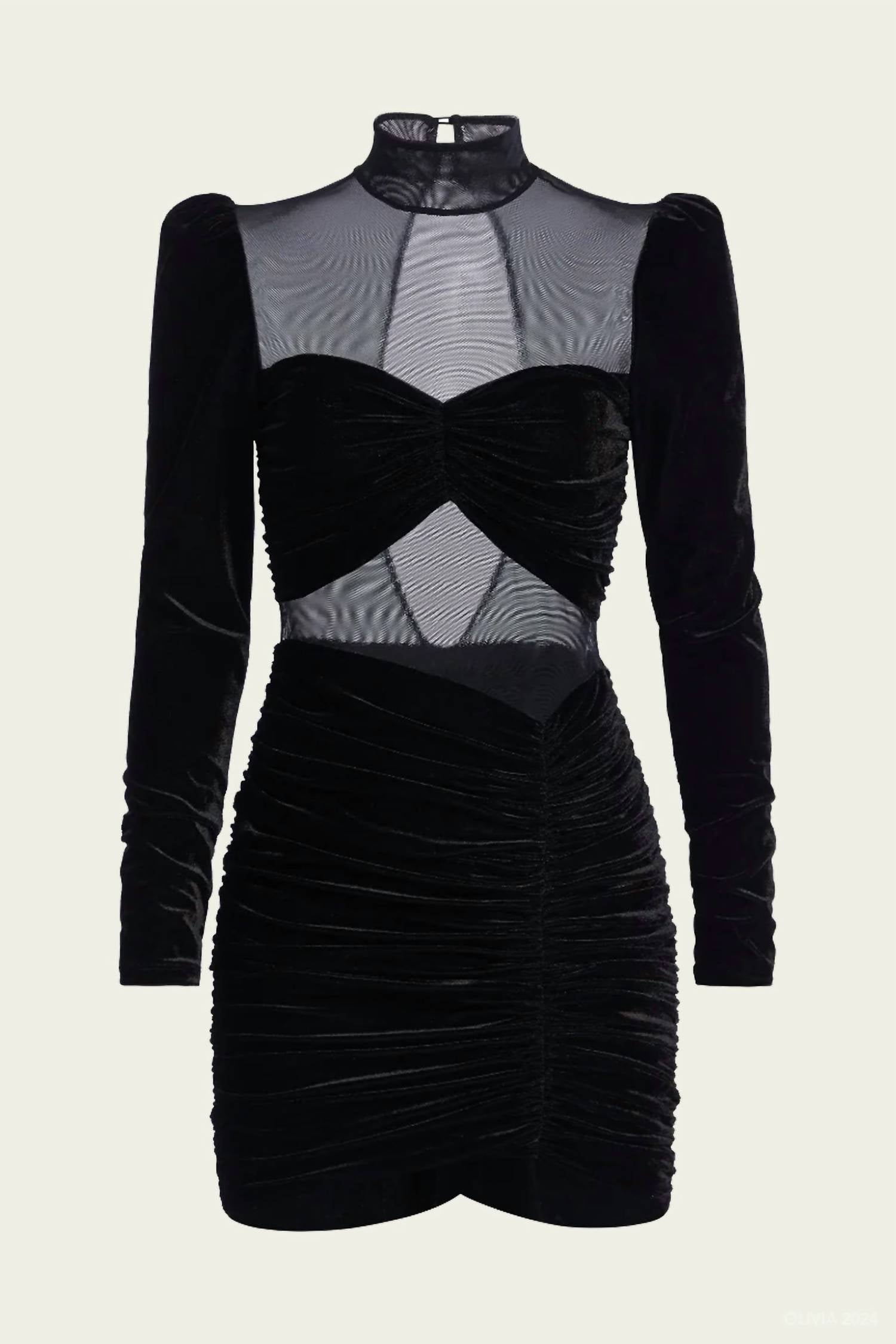 Patbo - Velvet And Stretch Tulle Mini Dress
