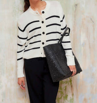 Fifteen Twenty Luca Cardigan Sweater in stripe - women's cardigan - alternate view