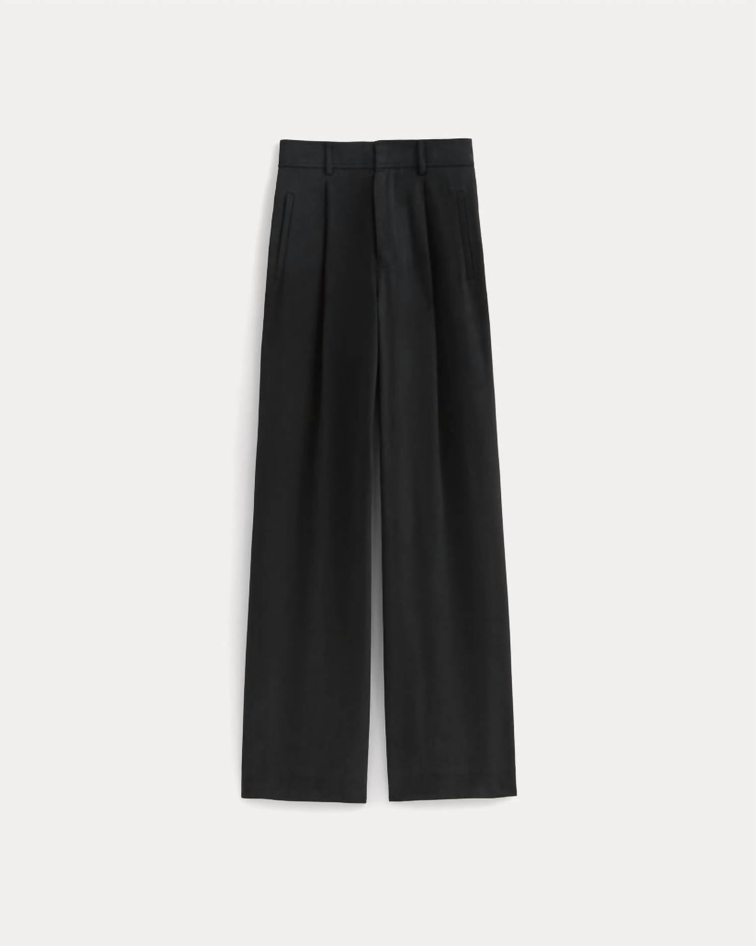 Everlane Way High Drape Pleated Pants in buttersmooth black - women's pants - view 4