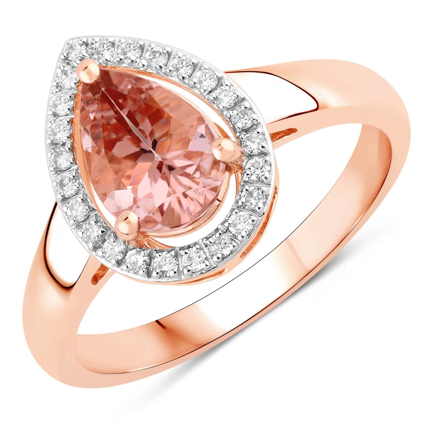 Diana M Jewels - Women's Pear Natural Morganite Fashion Ring (1.05 Ct) - Petite