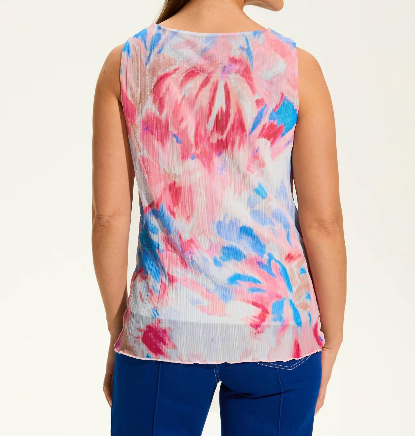 Fdj - Shannon Sleeveless Pleated Mesh Top