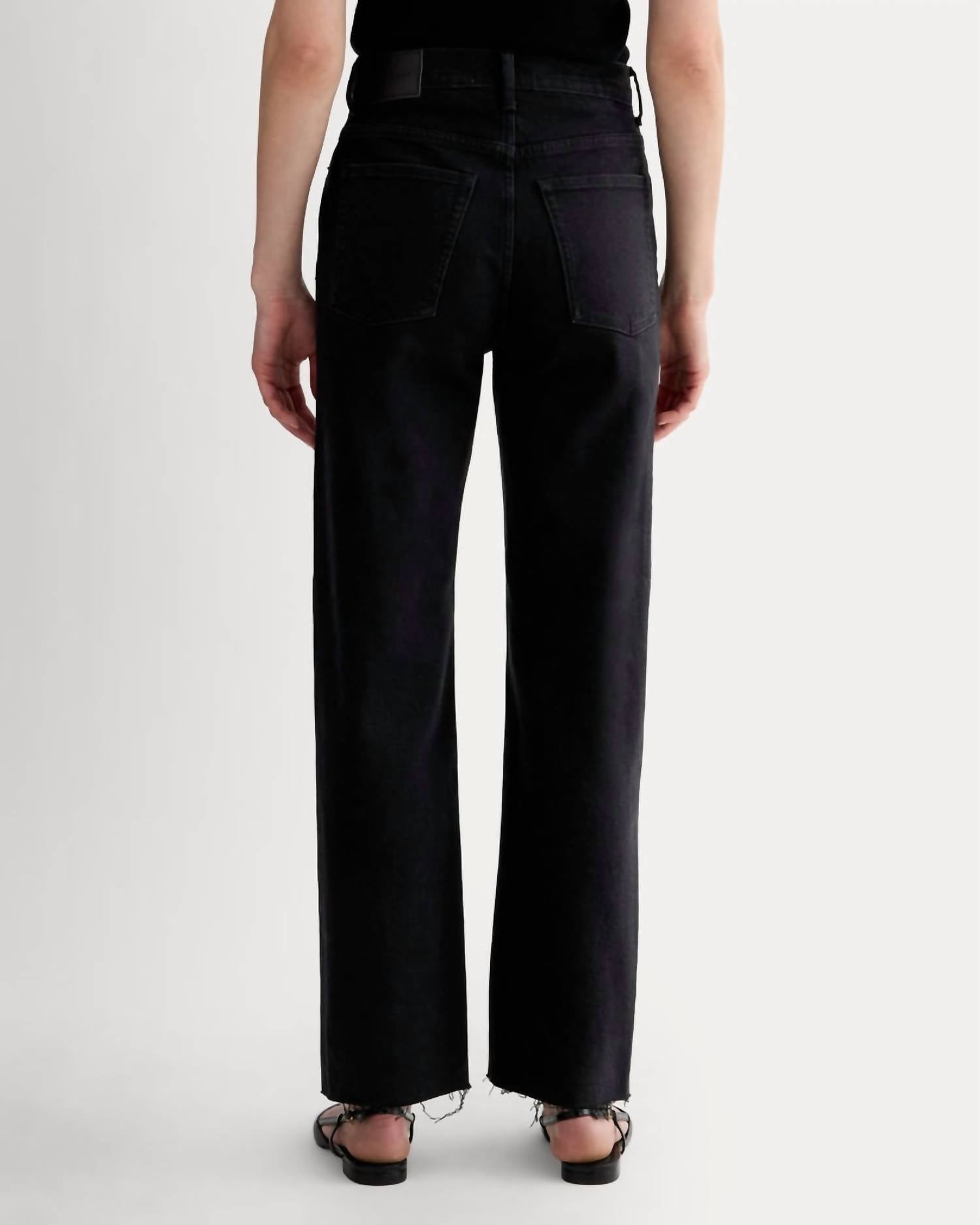Everlane Women's The Way High Low Stretch Jean in black wash - women's pants - detail view