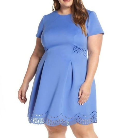 Vince Camuto - Laser Cut Pleated Scuba Dress