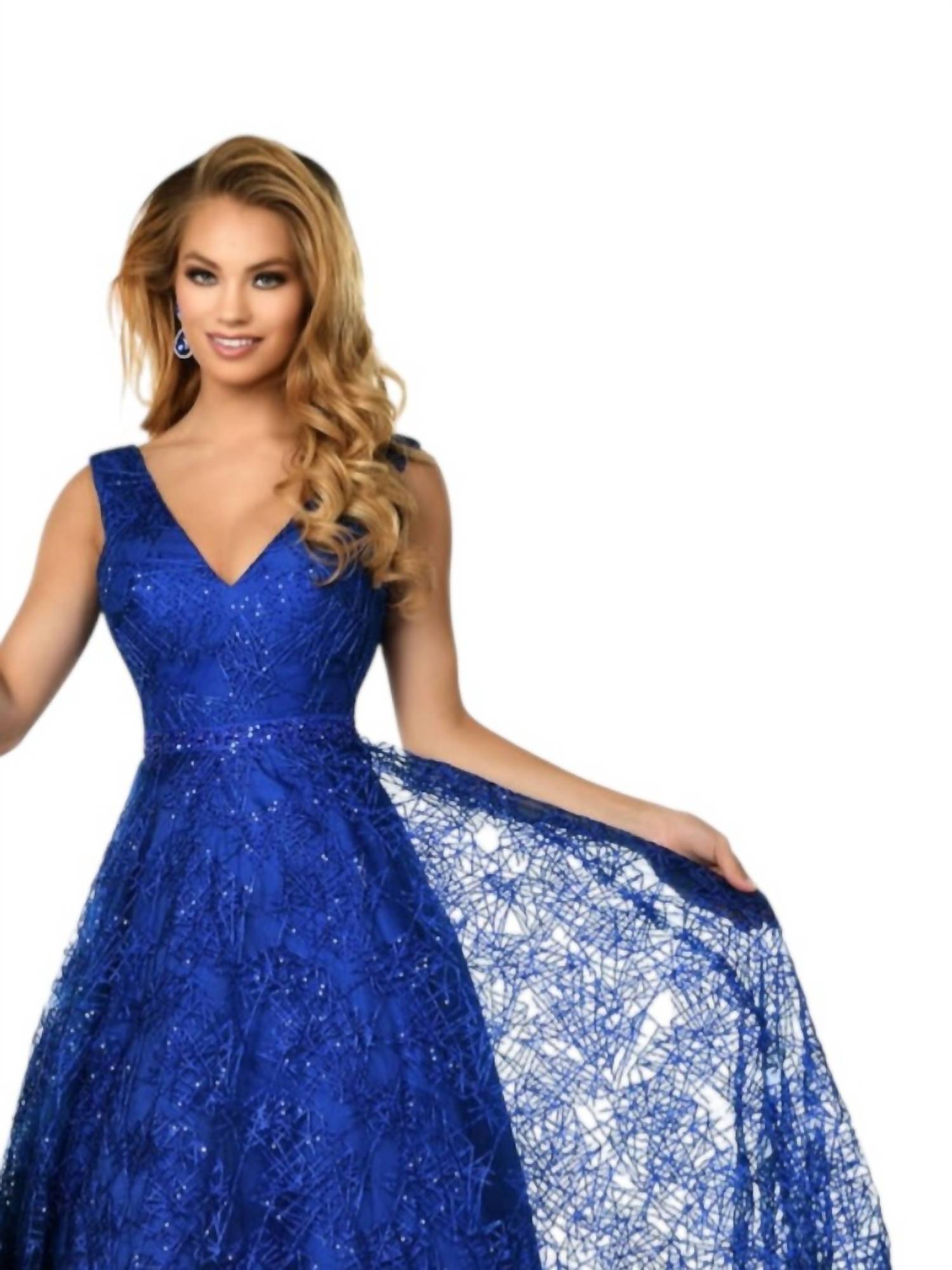 Karishma Creations - Beaded Tulle V-neck Sleeveless Prom Dress
