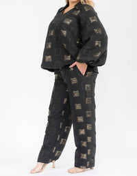 Karen T Design - Long Sleeve Top And Straight Pants Set