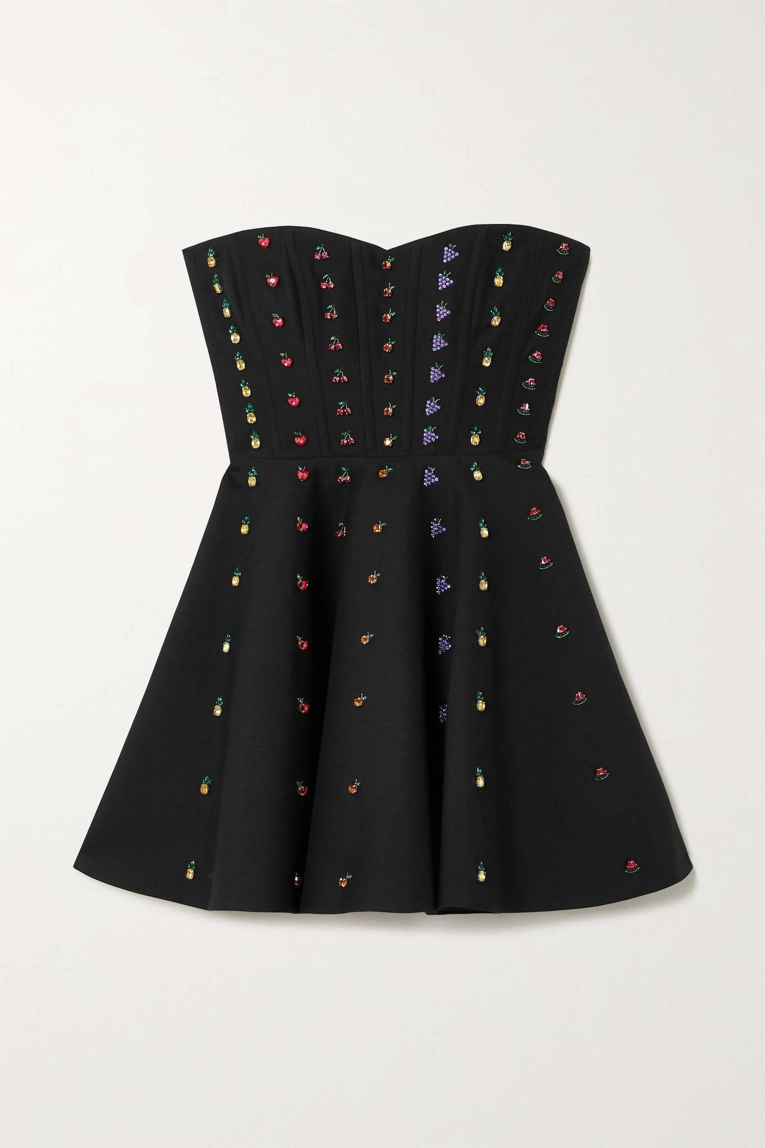 Valentino - Strapless Crystal-embellished Wool And Silk-blend Mini Dress