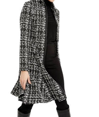 Joseph Ribkoff Plaid Knit A-line Swing Dress in black white - women's dress - alternate view