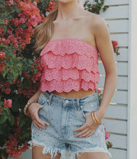Blue B - Strawberry Ruffle Crop Top