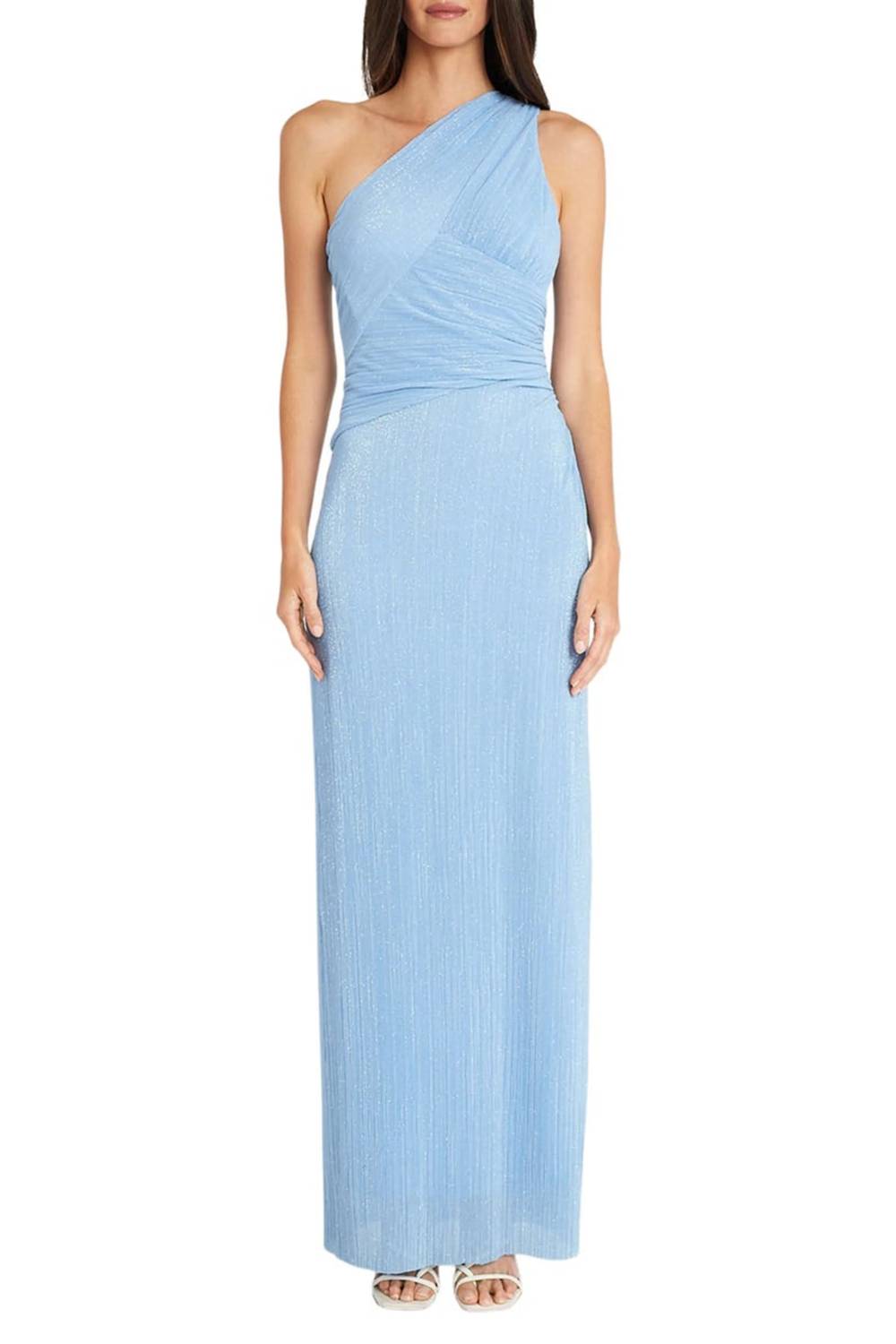 Maggy London - One Shoulder Metallic Evening Dress