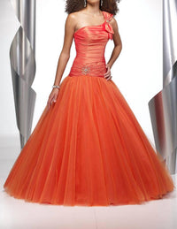 ALYCE PARIS One Shoulder Ruched Pleated Gown in orange - women's dress