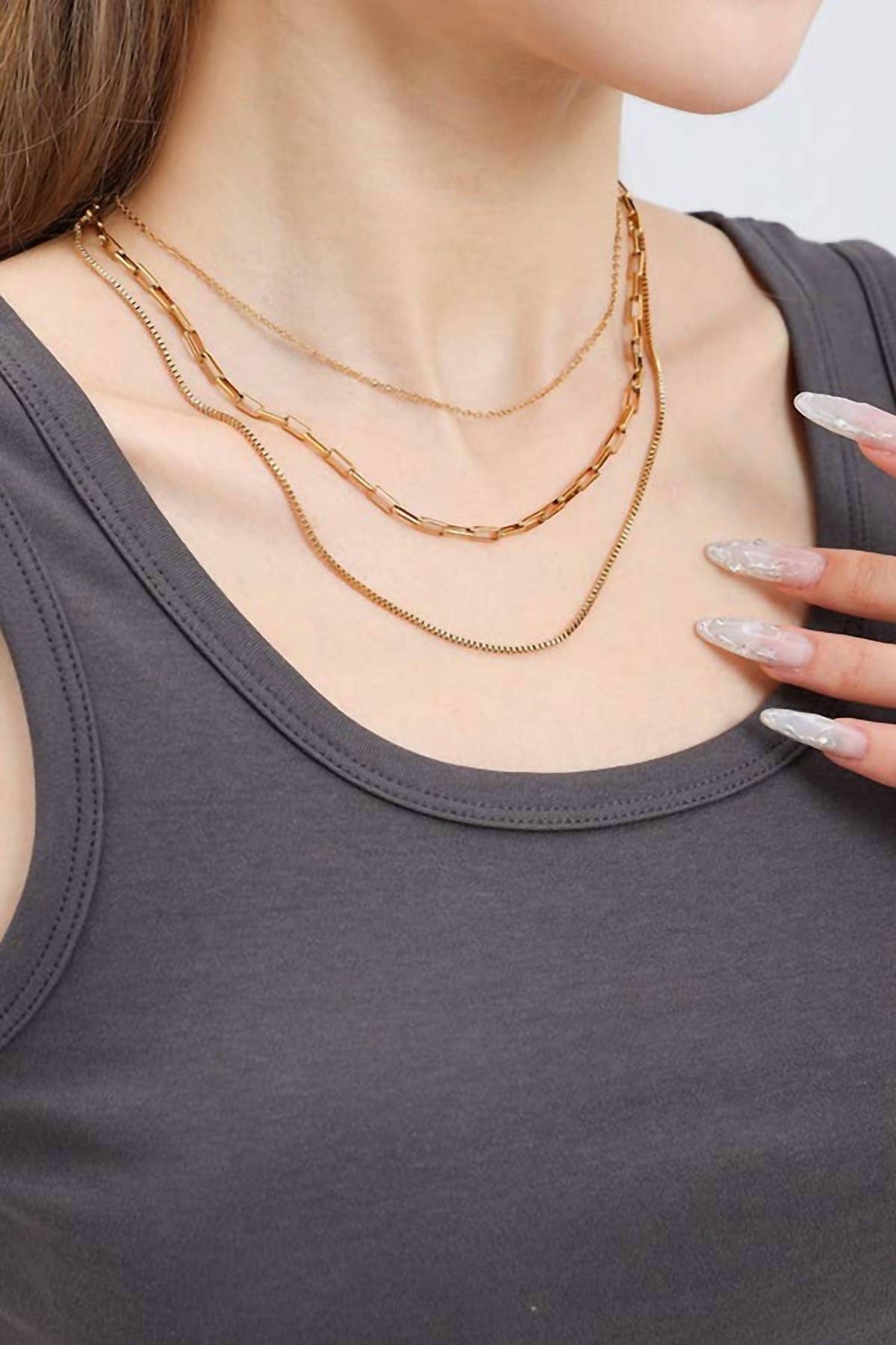 Josslyn By Wall To Wall - Women's Triple-layer Chain Necklace