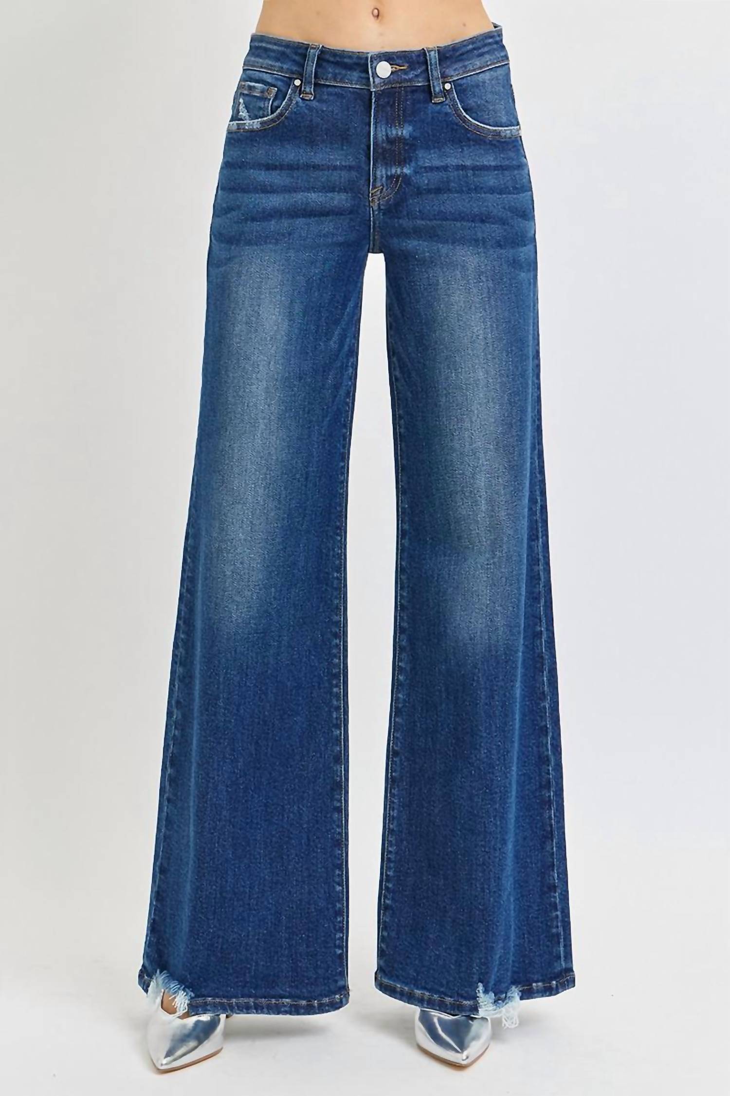 RISEN Mid Rise Wide Leg Jeans - women's jeans