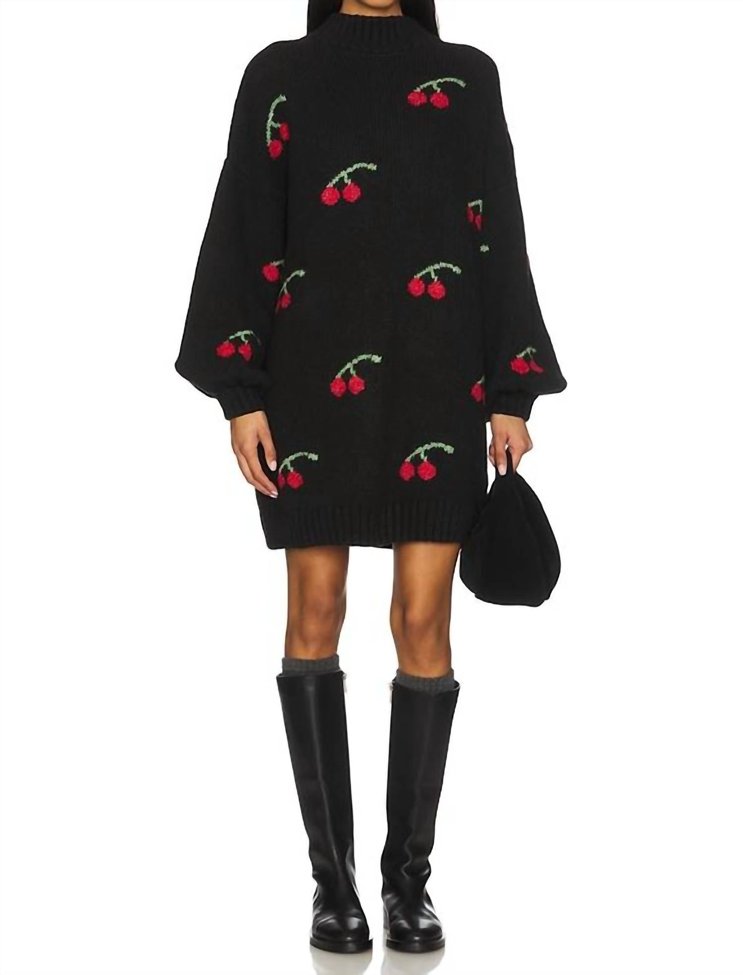 Callahan Cherry Sweater Dress in black - women's dress