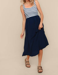 Haptics - Striped Fit And Flare Sleeveless Midi Dress