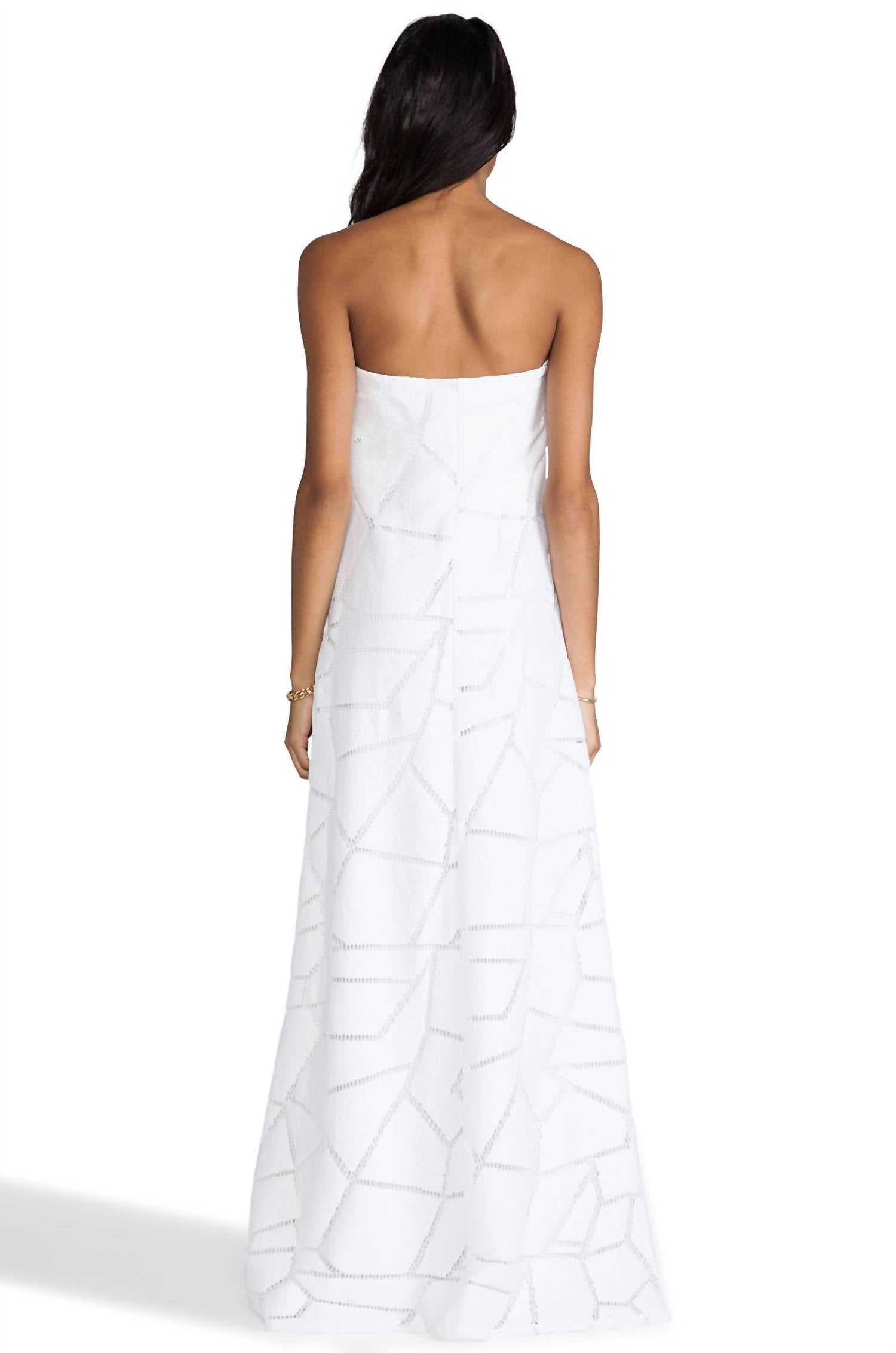 ALEXIS Lyona Long Strapless Dress in white - women's dress - detail view
