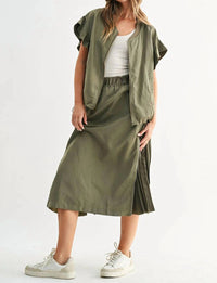 Joh Jelani Skirt With Pleated Zipper Sides in olive - women's skirt